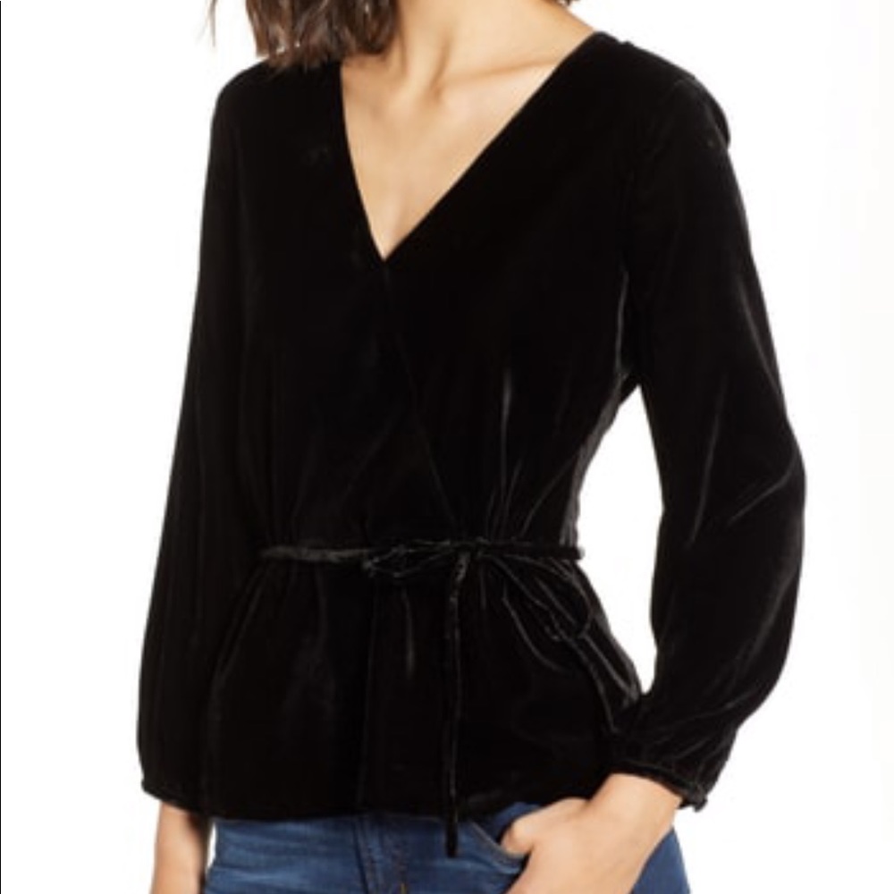 J. Crew Black Velvet Wrap Shirt, Size 4